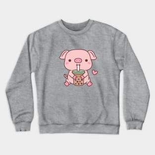 Cute Little Pig Loves Bubble Milk Tea Crewneck Sweatshirt